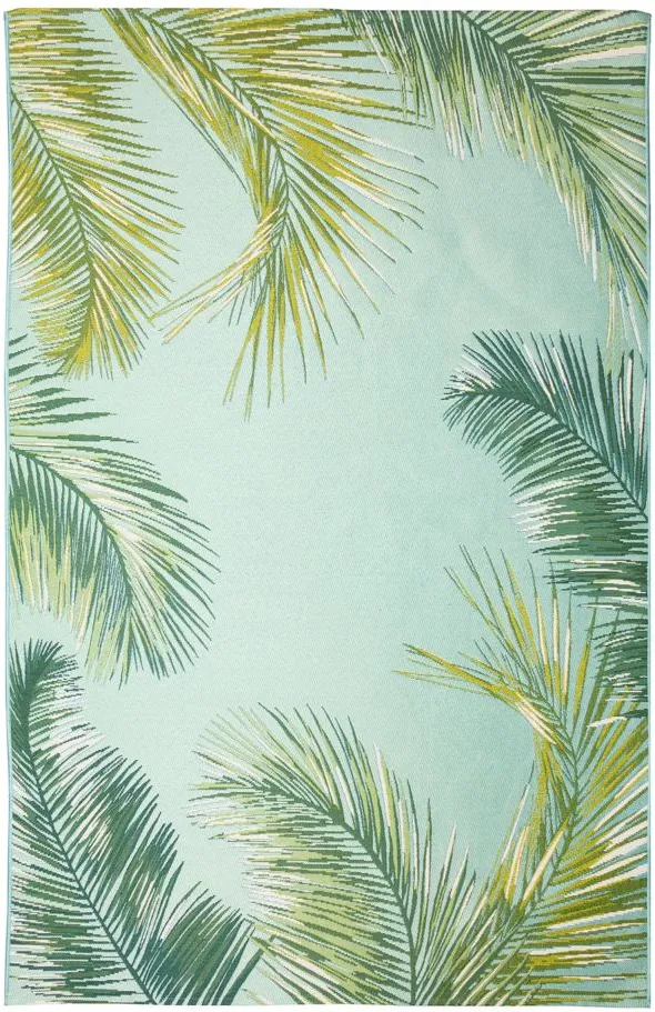 Liora Manne Marina Palm Border Indoor/Outdoor Area Rug in Aqua by Trans-Ocean Import Co Inc