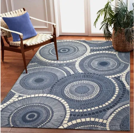 Liora Manne Marina Circles Indoor/Outdoor Area Rug in Delft by Trans-Ocean Import Co Inc