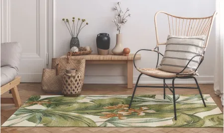 Liora Manne Marina Tropical Leaf Indoor/Outdoor Area Rug in Cream by Trans-Ocean Import Co Inc