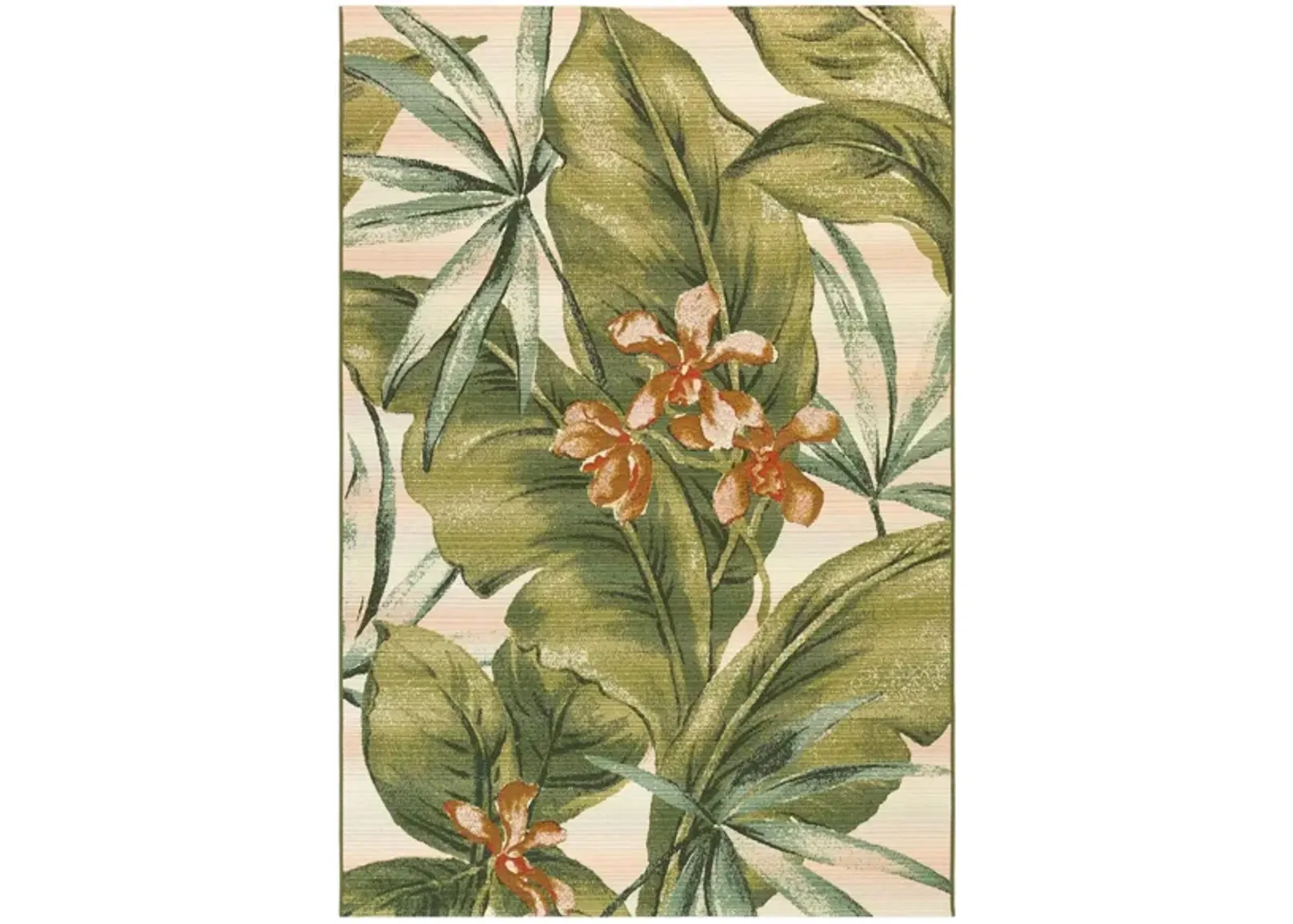 Liora Manne Marina Tropical Leaf Indoor/Outdoor Area Rug in Cream by Trans-Ocean Import Co Inc