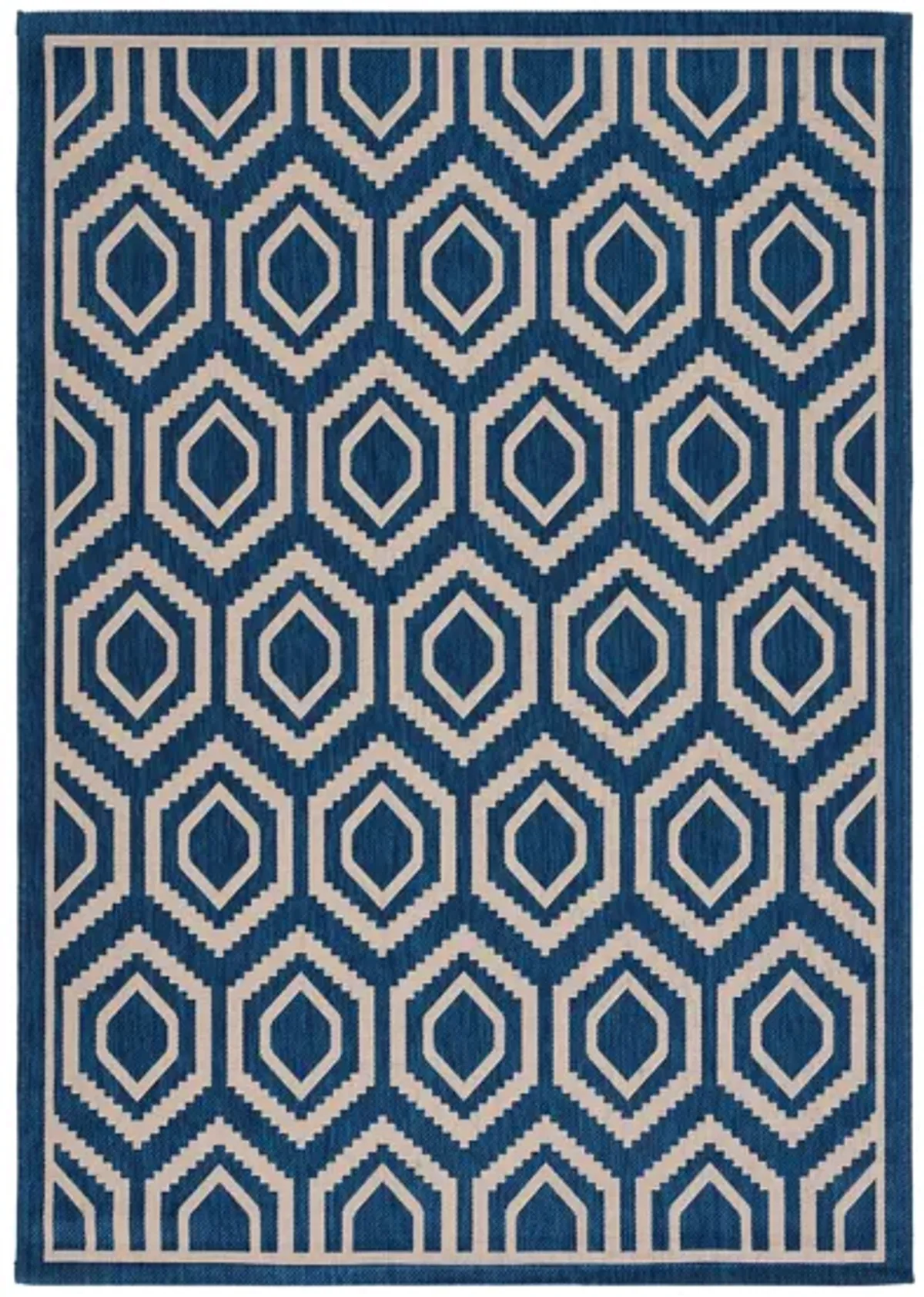 Courtyard Diamonds Indoor/Outdoor Area Rug in Navy & Beige by Safavieh