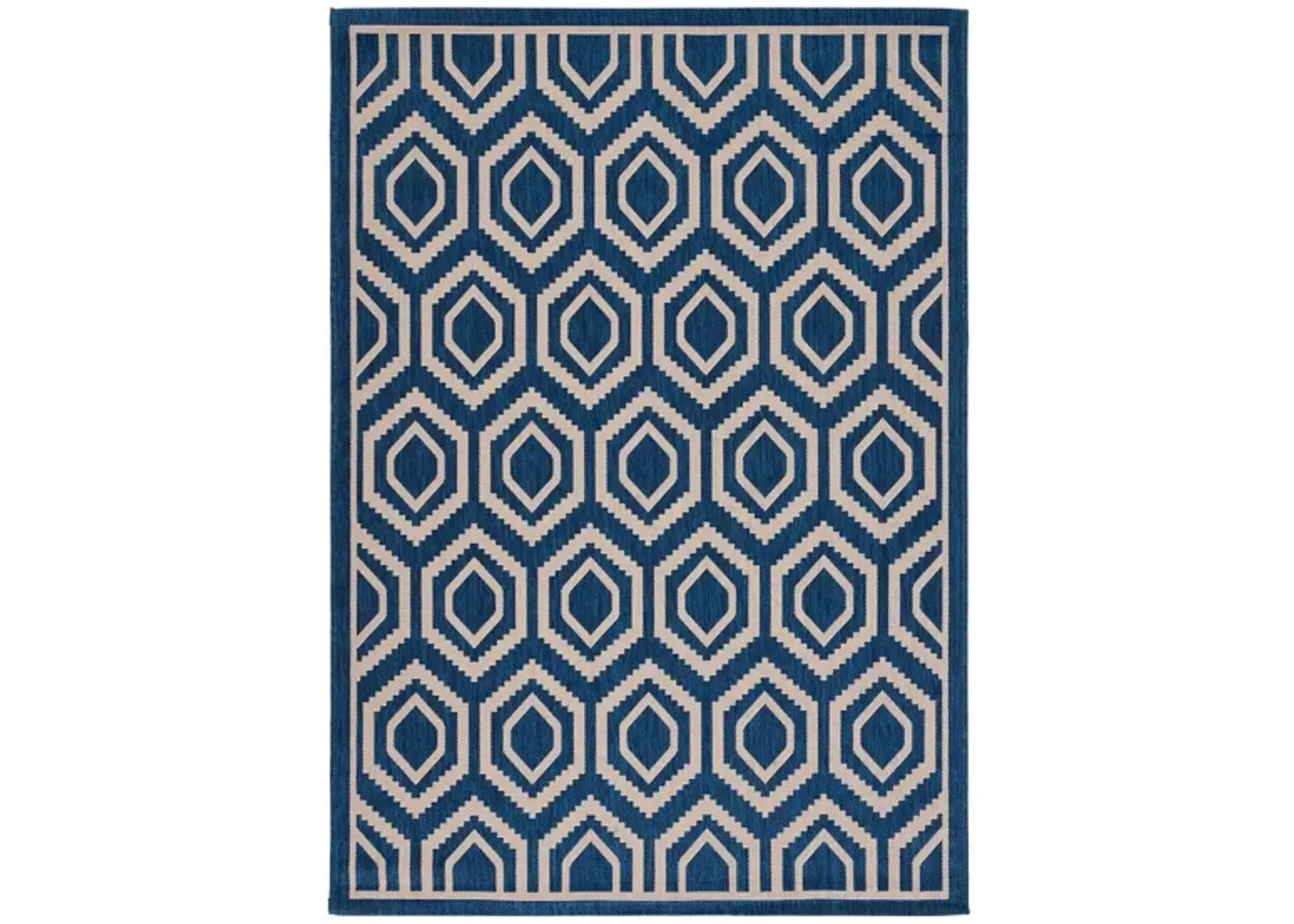 Courtyard Diamonds Indoor/Outdoor Area Rug in Navy & Beige by Safavieh