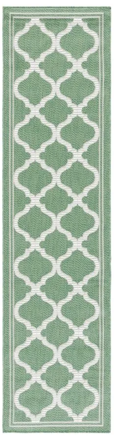 Bermuda Morocco Indoor/Outdoor Runner Rug in Green & Beige by Safavieh