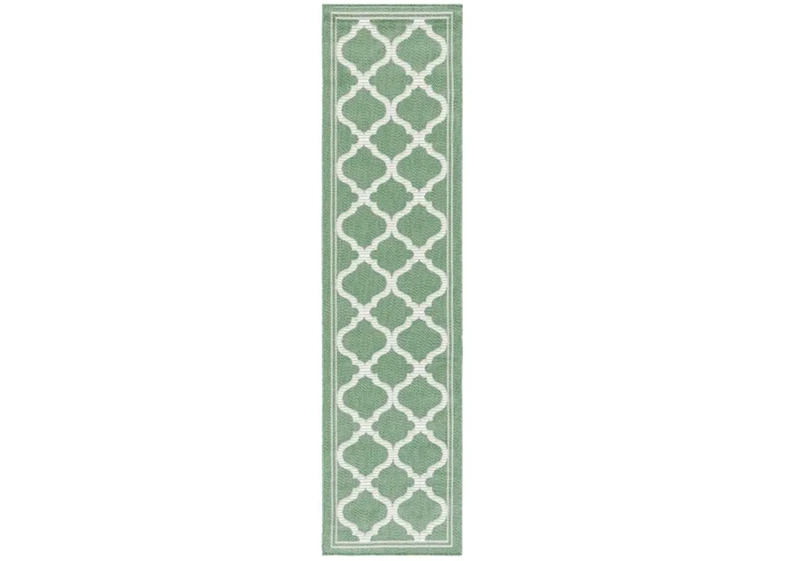 Bermuda Morocco Indoor/Outdoor Runner Rug in Green & Beige by Safavieh