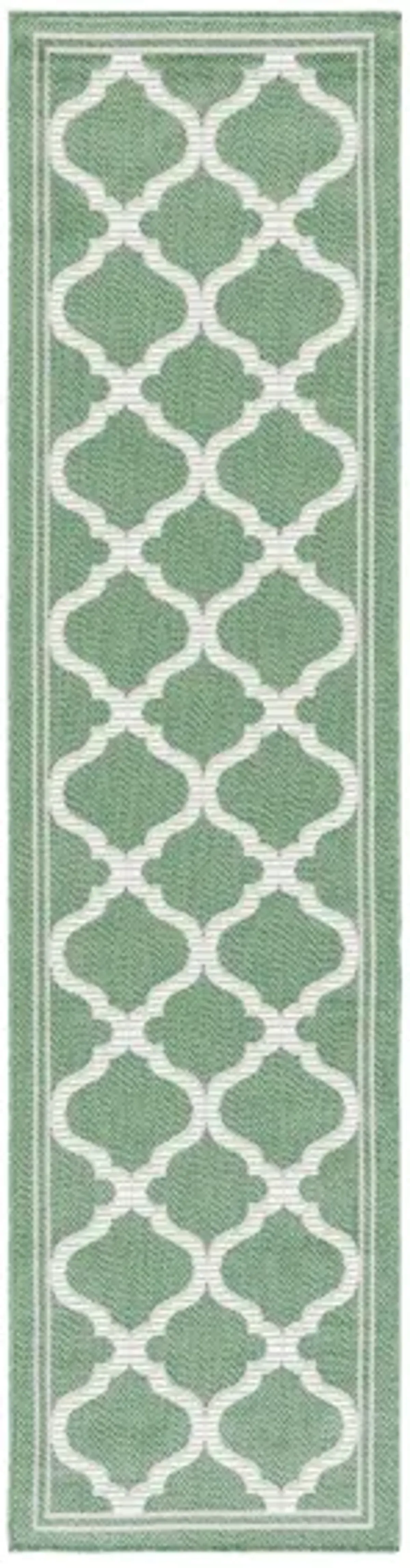 Bermuda Morocco Indoor/Outdoor Runner Rug in Green & Beige by Safavieh