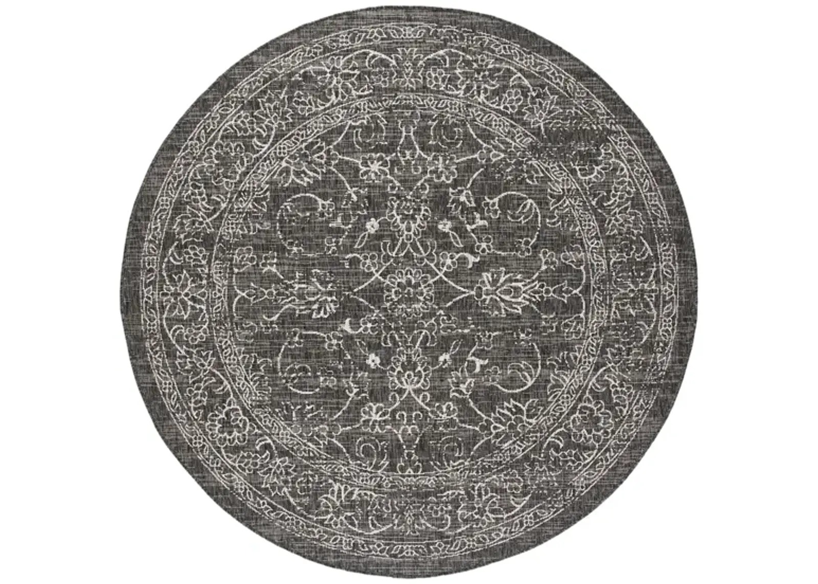 Courtyard Pacific Indoor/Outdoor Area Rug Round in Black & Ivory by Safavieh