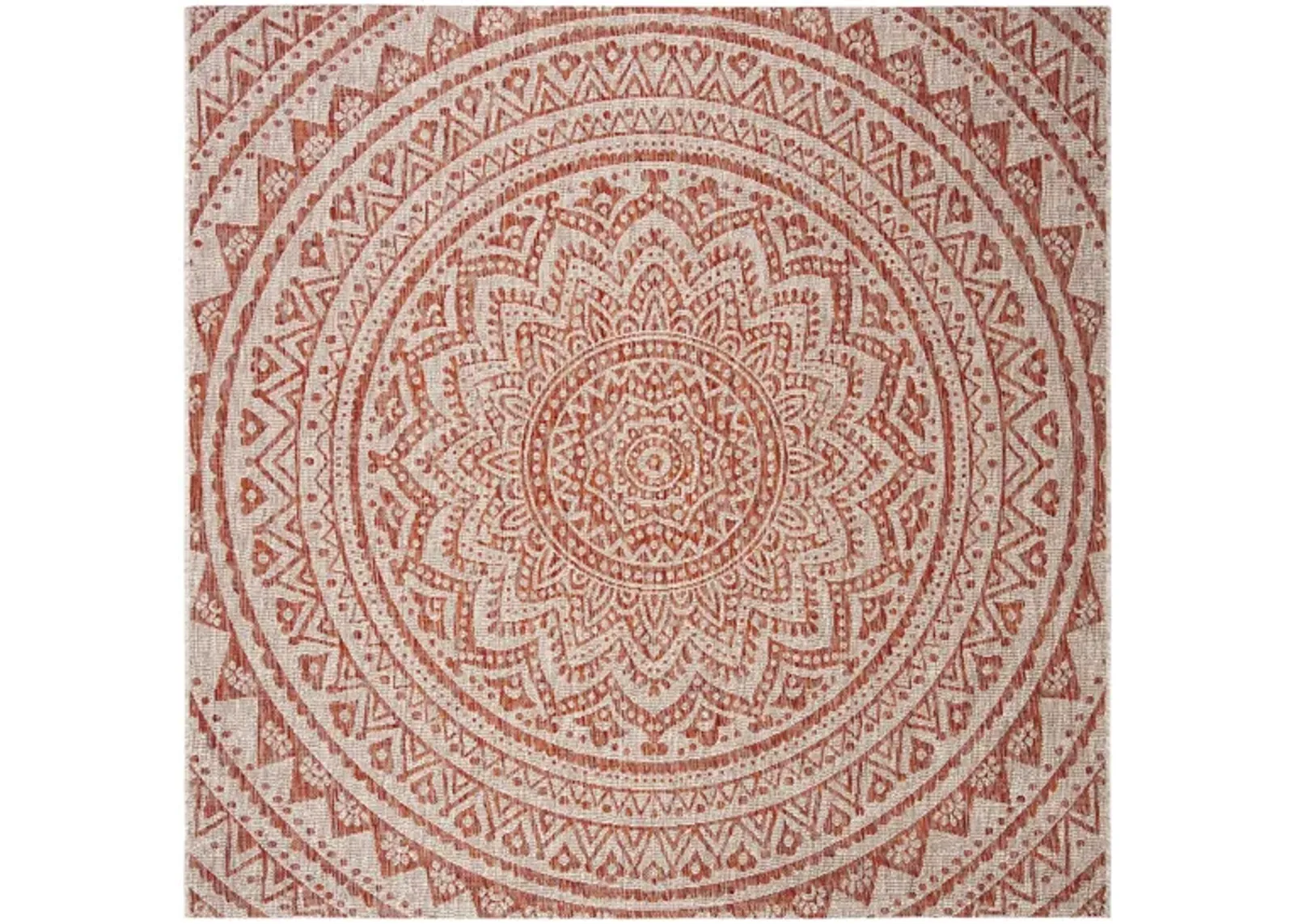 Courtyard Mandala Indoor/Outdoor Area Rug in Light Beige & Terracotta by Safavieh