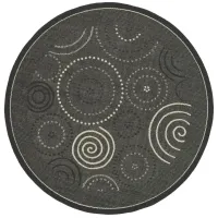 Courtyard Circles Indoor/Outdoor Area Rug Round in Black & Sand by Safavieh