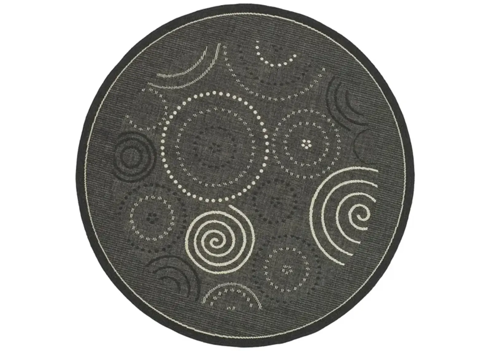 Courtyard Circles Indoor/Outdoor Area Rug Round in Black & Sand by Safavieh