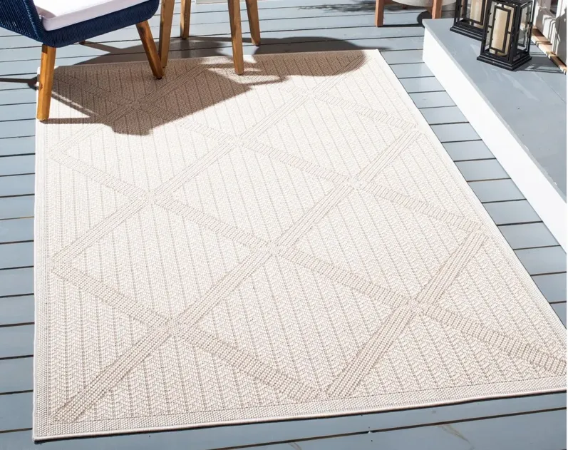 Bermuda Wide Diamond Indoor/Outdoor Square Area Rug in Cream & Beige by Safavieh