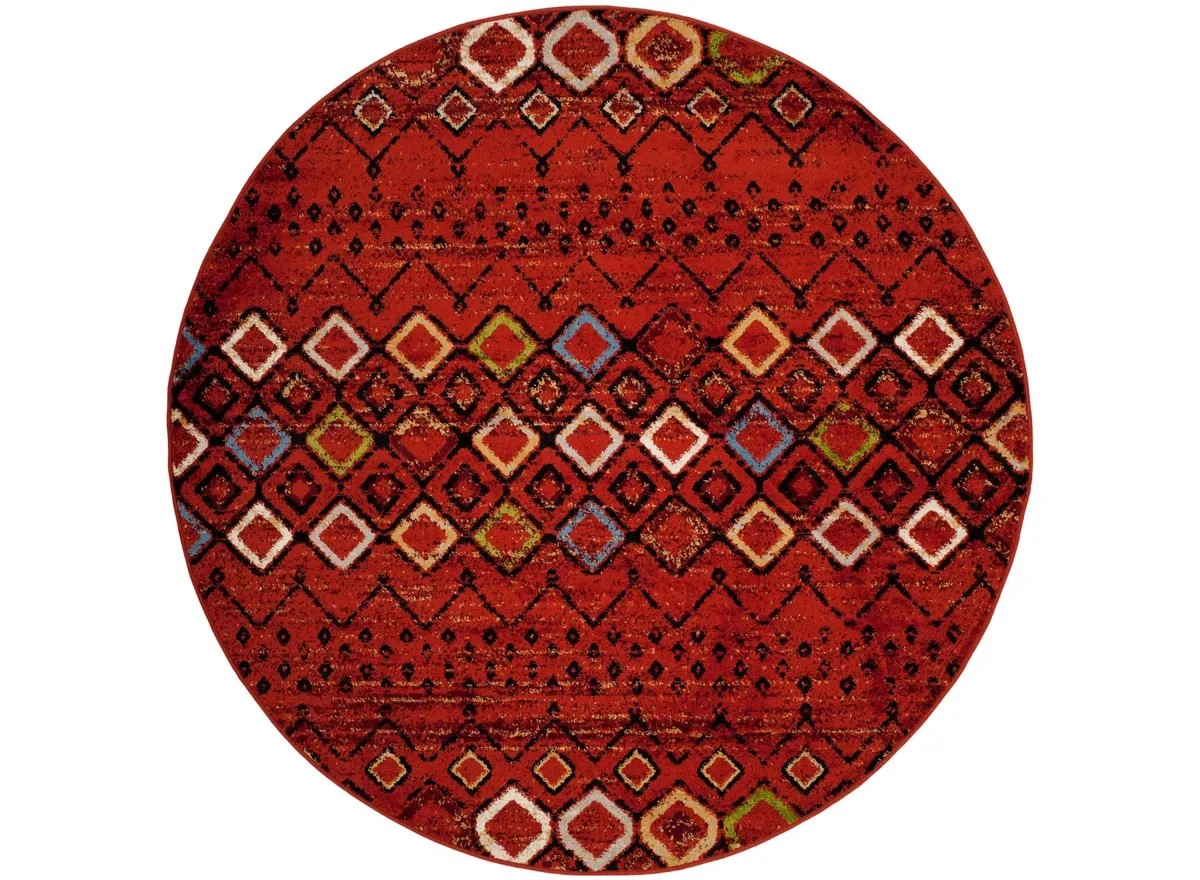 Halen Red Area Rug Round in Terracotta by Safavieh