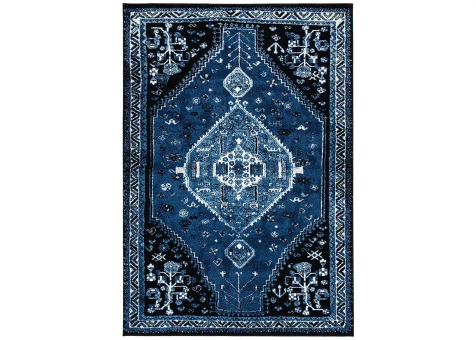 Vintage Hamadan Blue Area Rug in Blue & Black by Safavieh