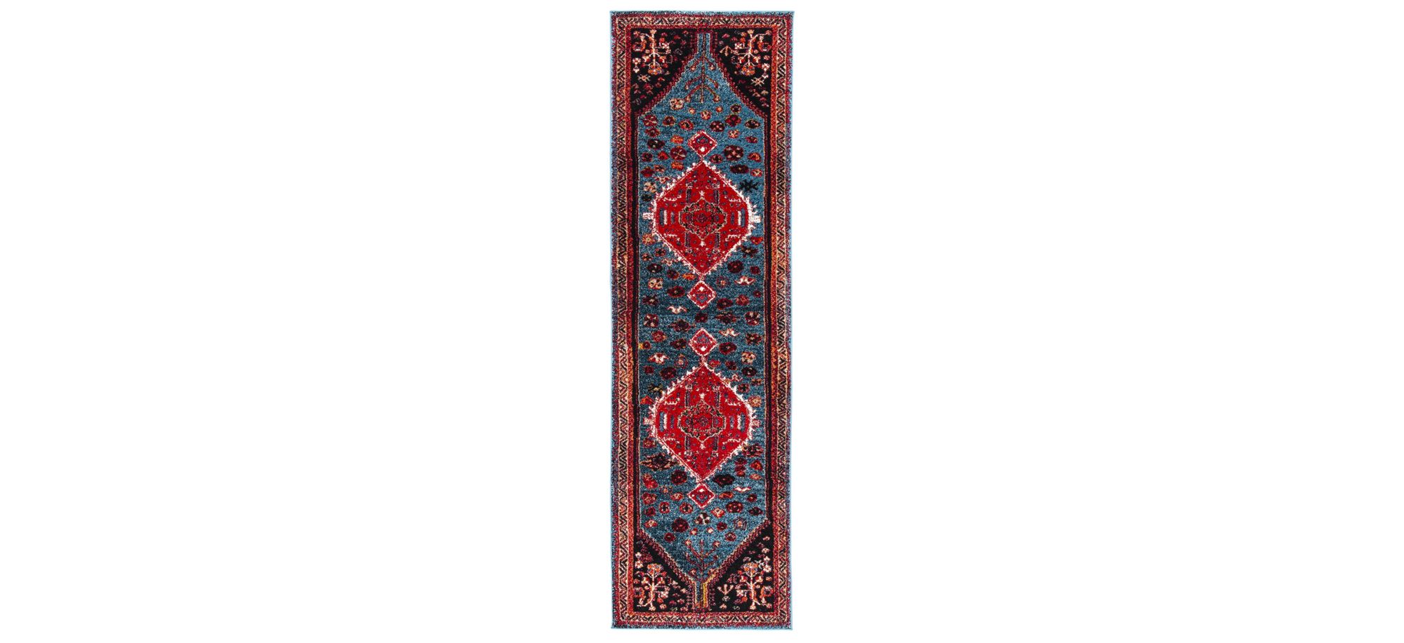 Vintage Hamadan Turquoise Runner Rug in Turquoise & Red by Safavieh