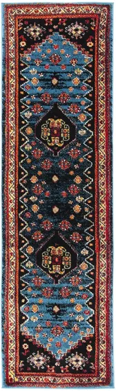 Medes Blue & Red Runner Rug in Blue & Black by Safavieh