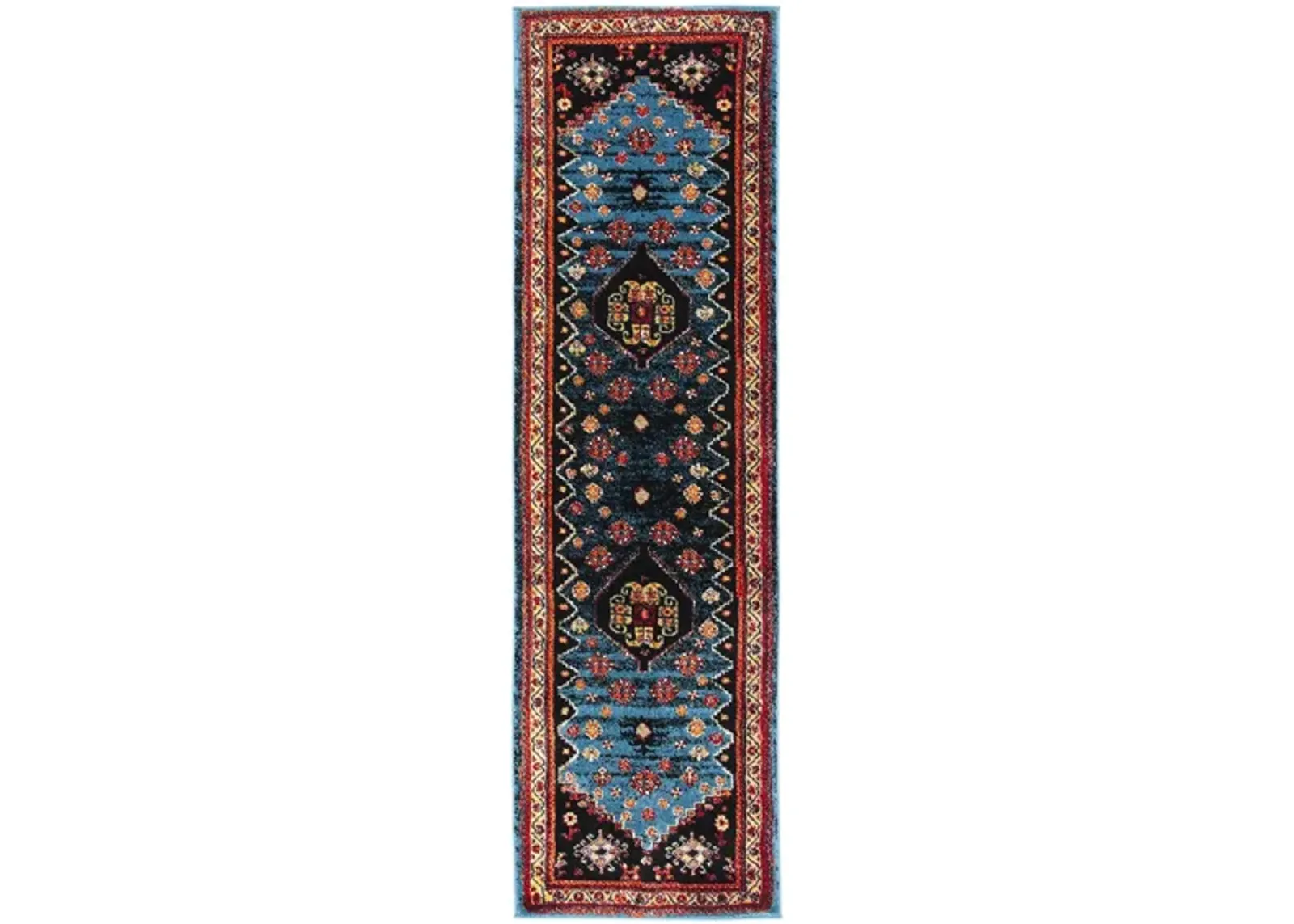 Medes Blue & Red Runner Rug