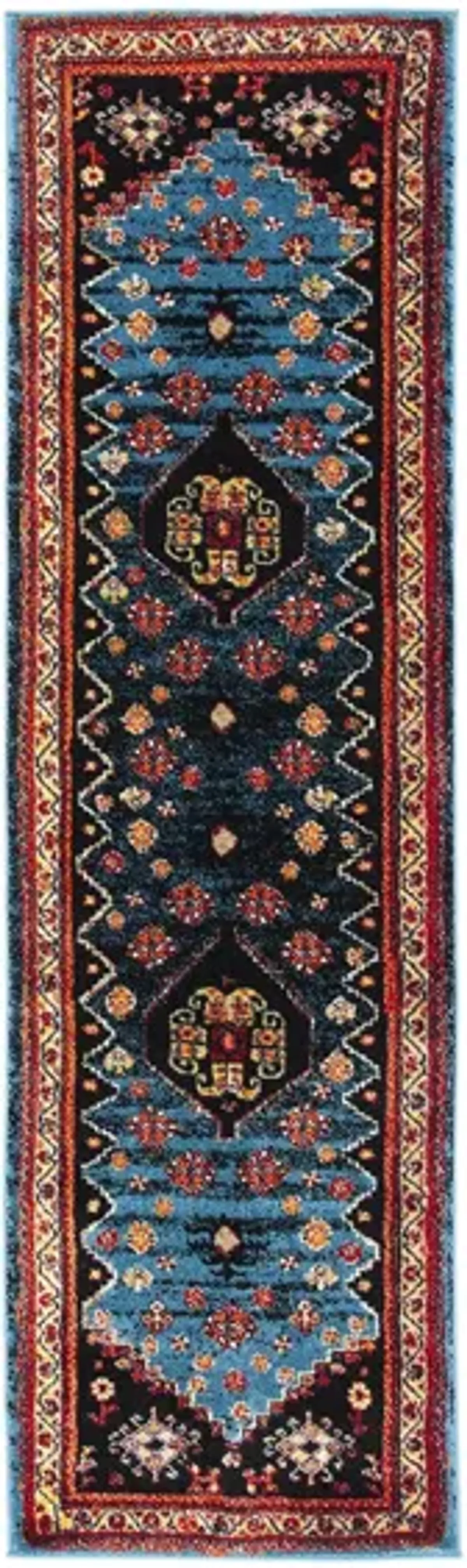 Medes Blue & Red Runner Rug