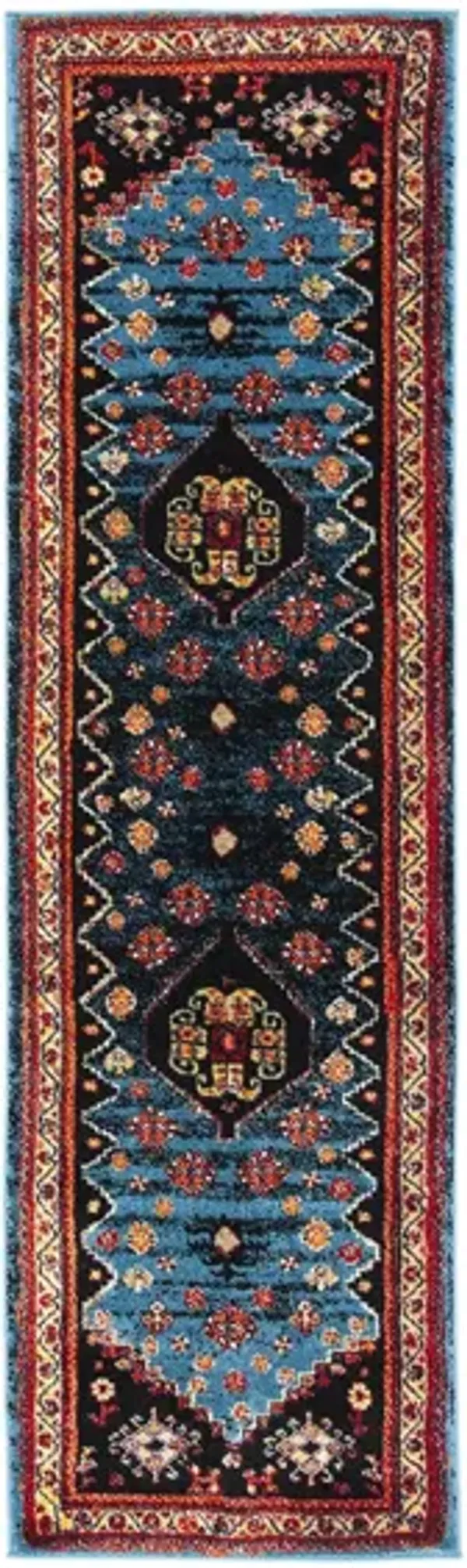 Medes Blue & Red Runner Rug