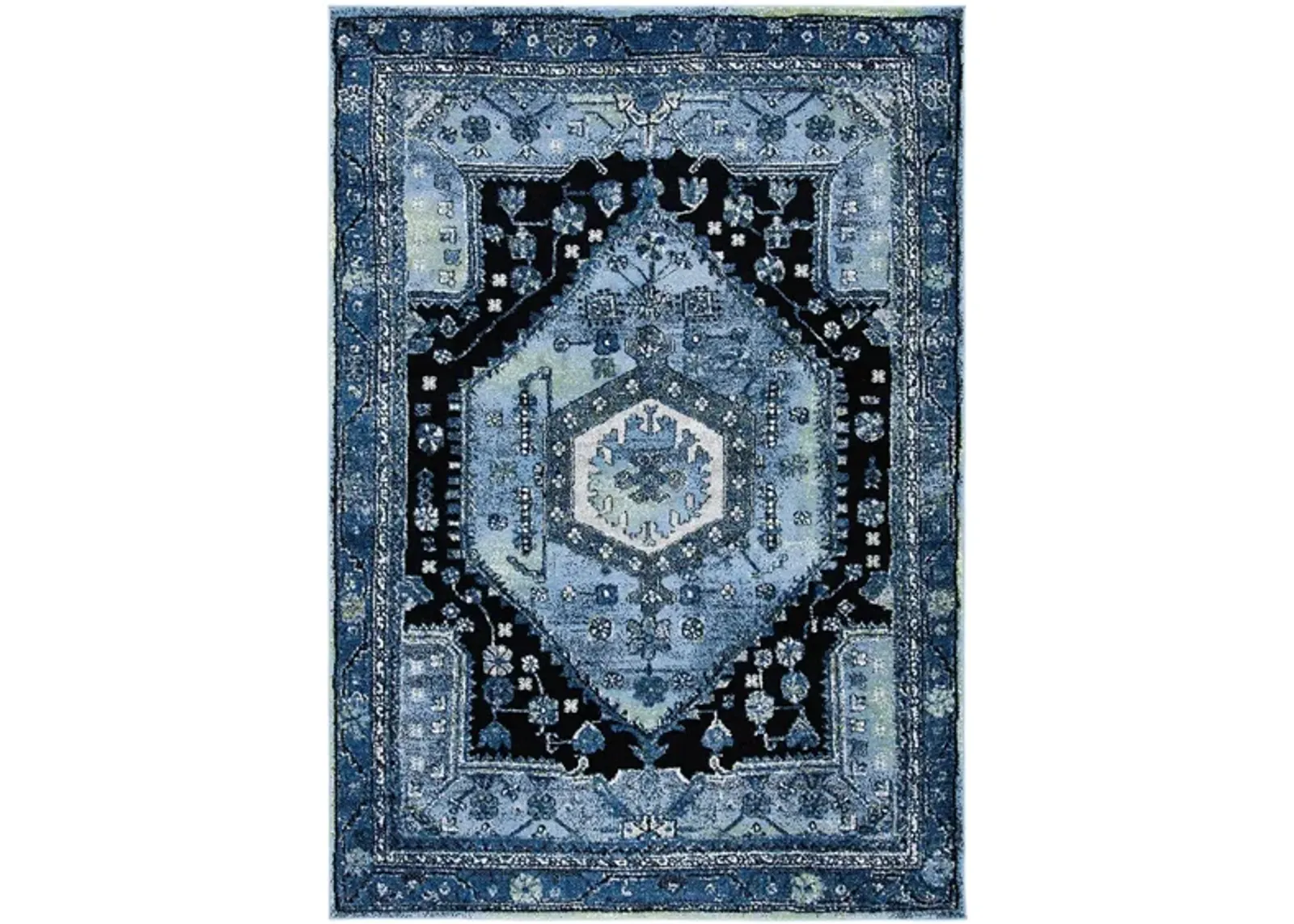 Hamadan Light Blue Area Rug in Light Blue & Black by Safavieh