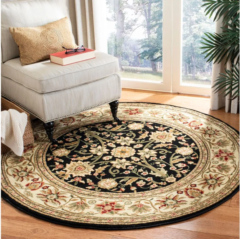 Lyndhurst Area Rug Round in Black / Ivory by Safavieh