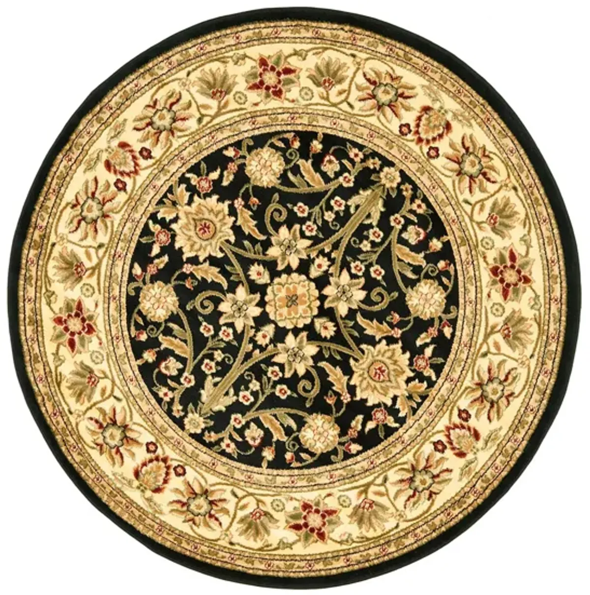 Lyndhurst Area Rug Round in Black / Ivory by Safavieh