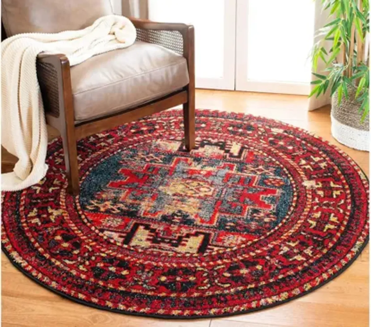 Zagros Red Area Rug Round