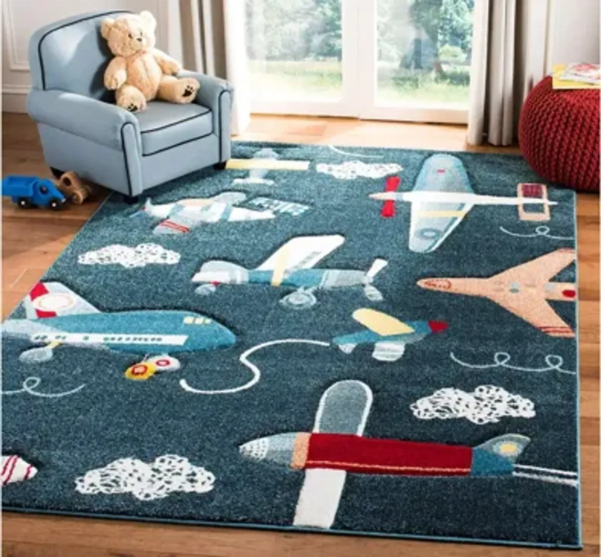 Carousel Planes Kids Area Rug