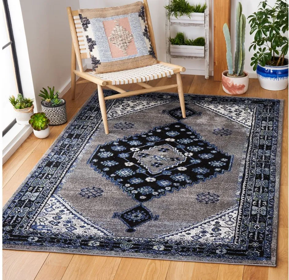 Jahan Area Rug Square in Blue & Black by Safavieh