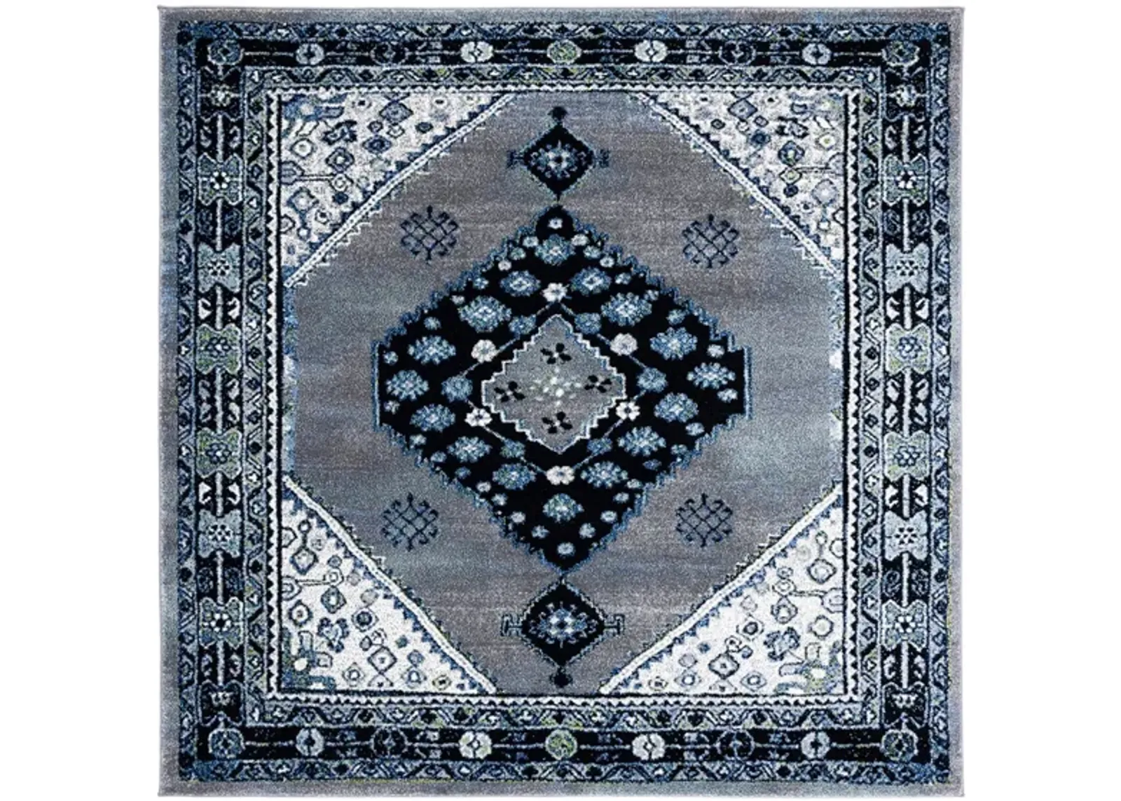 Jahan Area Rug Square in Blue & Black by Safavieh