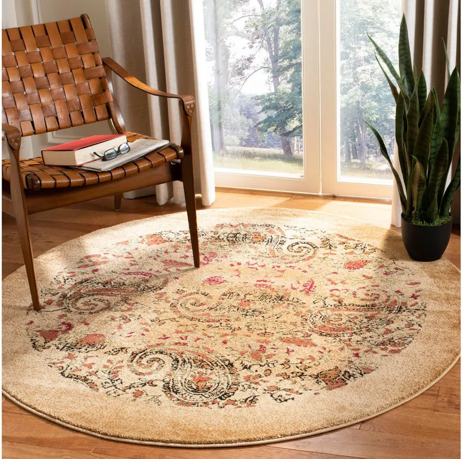 Grimaldi Area Rug Round in Beige / Multi by Safavieh