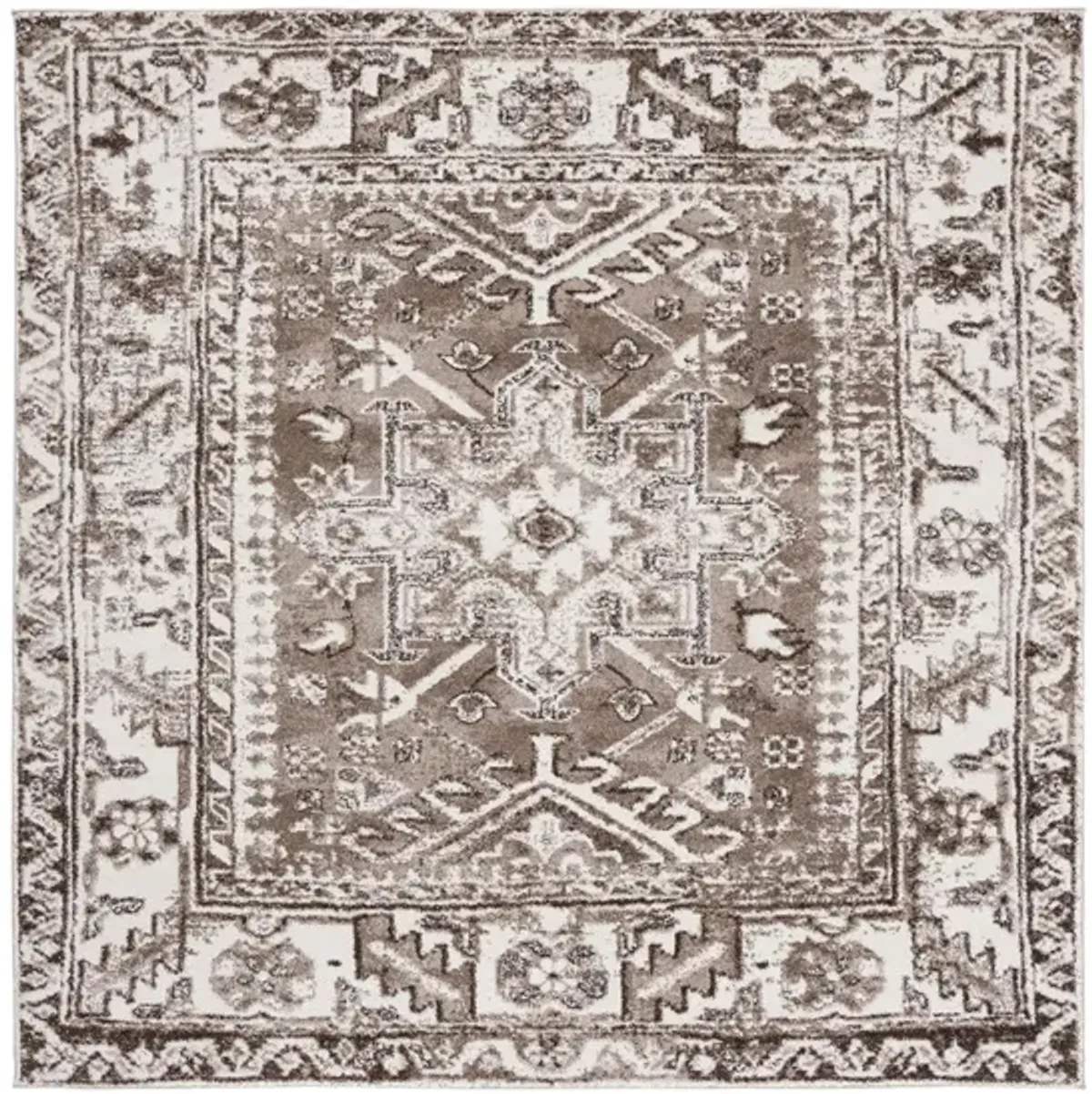 Darius Brown Area Rug Square in Brown & Ivory by Safavieh