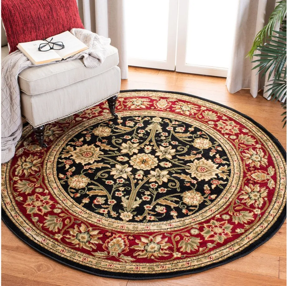 Lyndhurst Area Rug Round in Black / Red by Safavieh