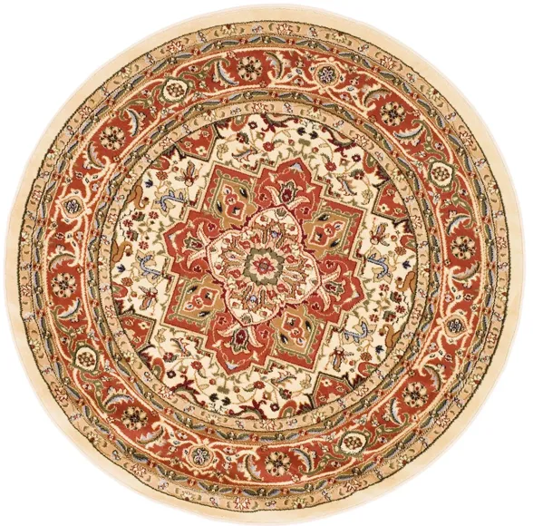 Mercia Area Rug Round in Ivory / Rust by Safavieh