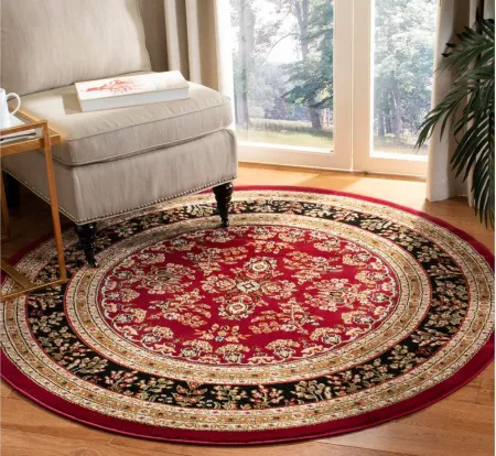 Anglia Area Rug Round in Red / Black by Safavieh