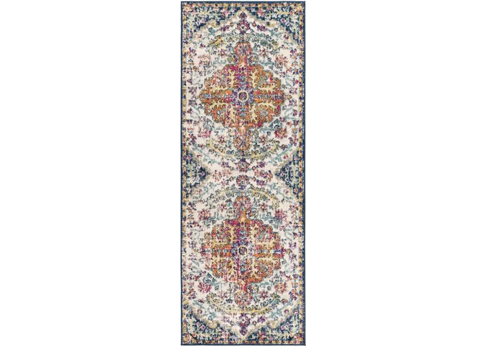 Harput Rug in Aqua, White, Bright Red, Bright Yellow, Burnt Orange, Bright Pink by Surya