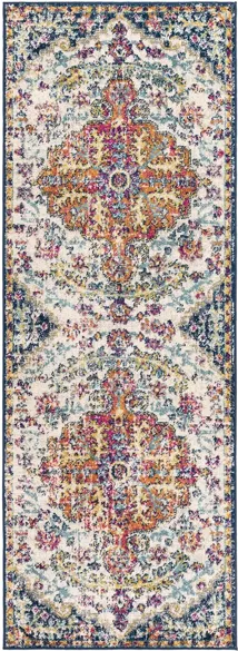 Harput Rug in Aqua, White, Bright Red, Bright Yellow, Burnt Orange, Bright Pink by Surya