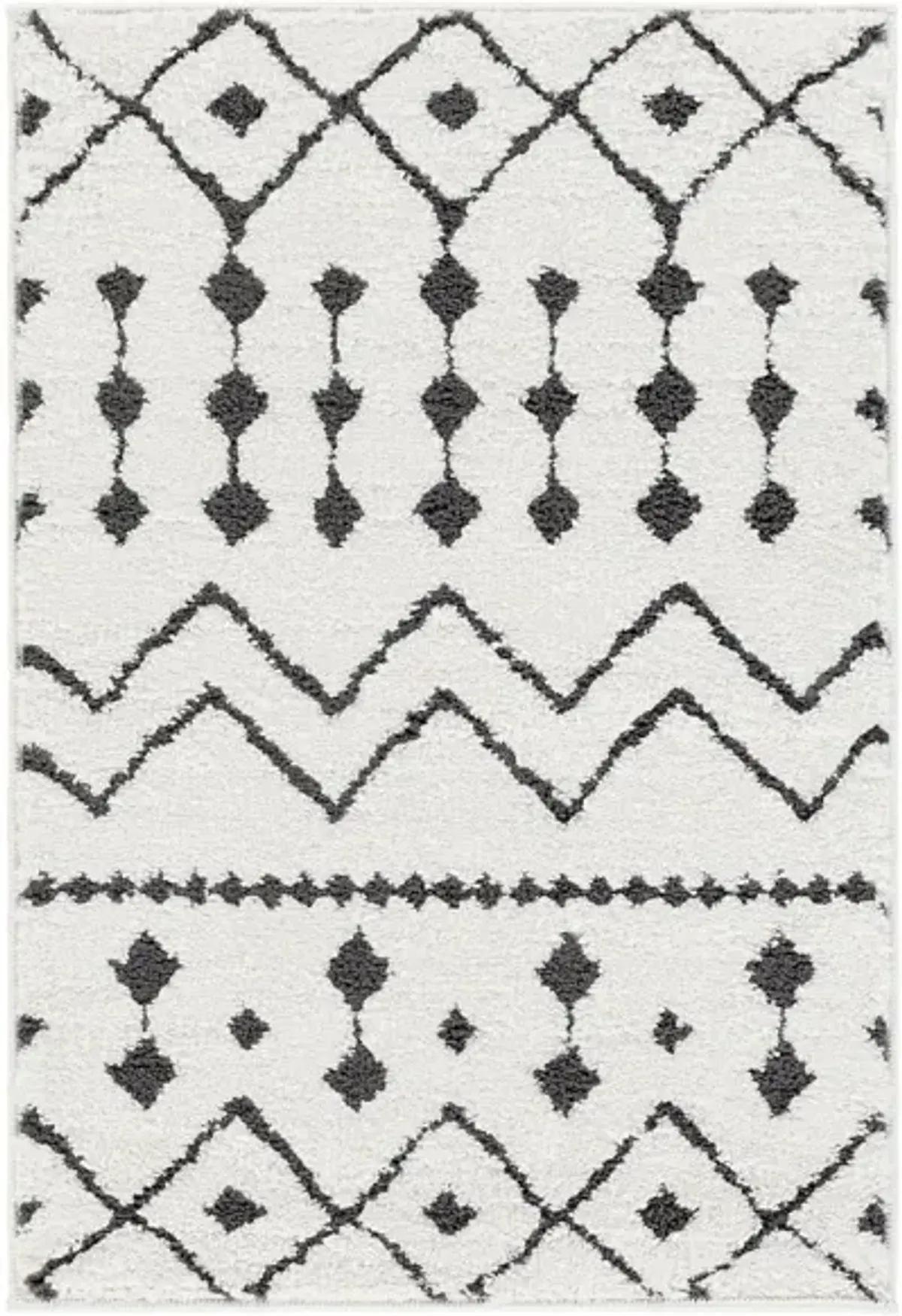 Casablanca Shag Rug in Black, Charcoal, White by Surya