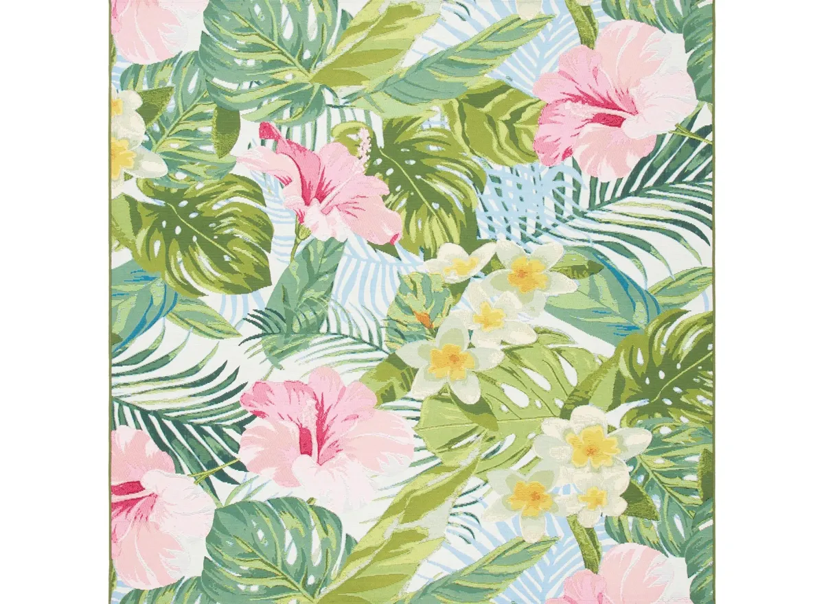 Barbados Flora Indoor/Outdoor Area Rug in Green / Pink by Safavieh