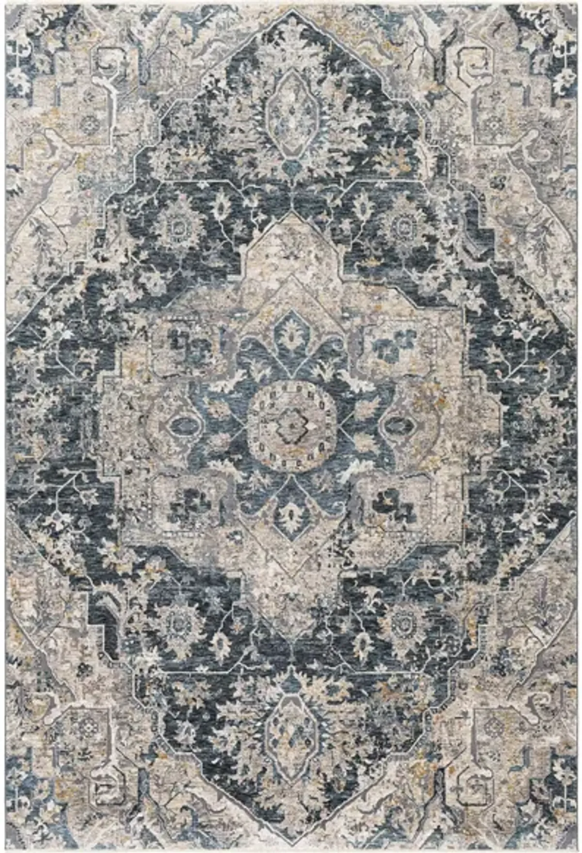 Caerdyf Newcastle Area Rug in Teal, Ivory, Gray, Camel by Surya