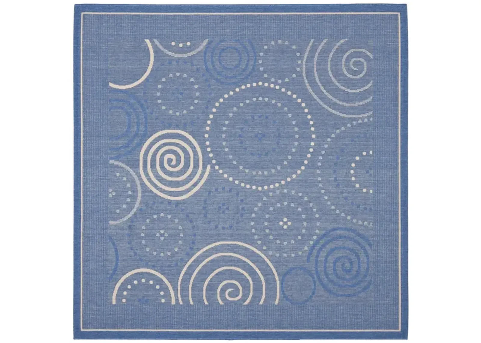 Courtyard Circles Indoor/Outdoor Area Rug in Blue & Natural by Safavieh