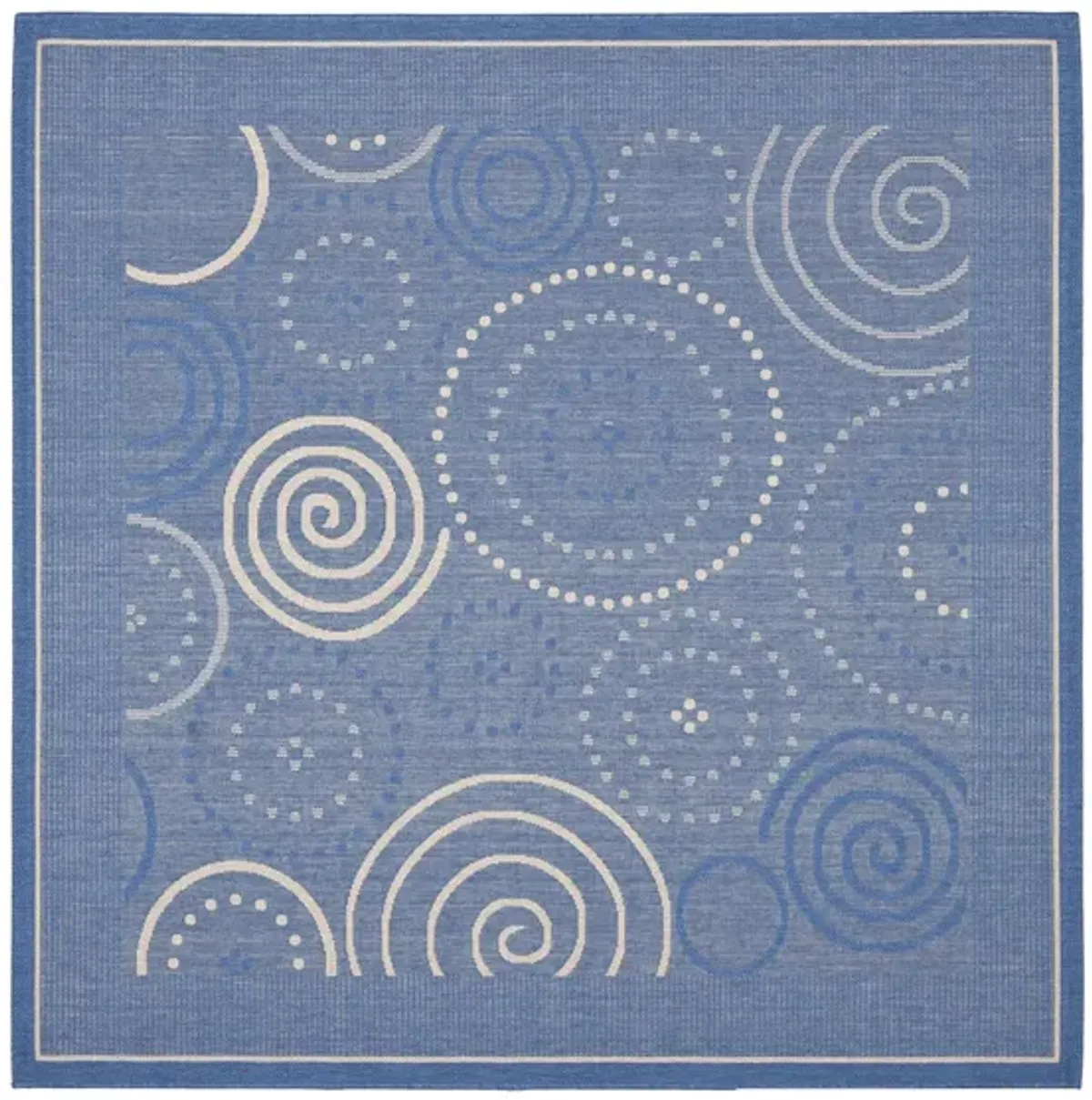 Courtyard Circles Indoor/Outdoor Area Rug in Blue & Natural by Safavieh