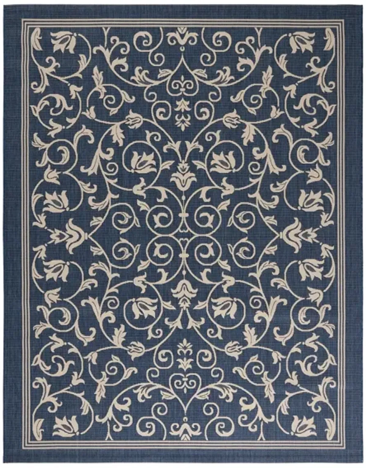 Courtyard Vines Indoor/Outdoor Area Rug in Navy & Beige by Safavieh