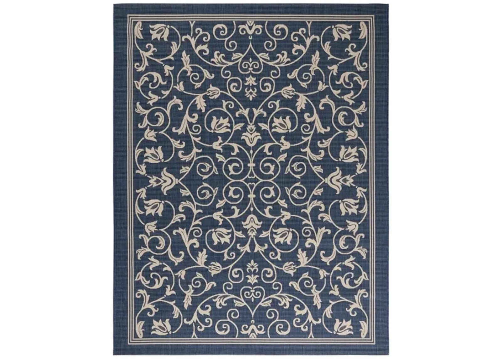 Courtyard Vines Indoor/Outdoor Area Rug in Navy & Beige by Safavieh