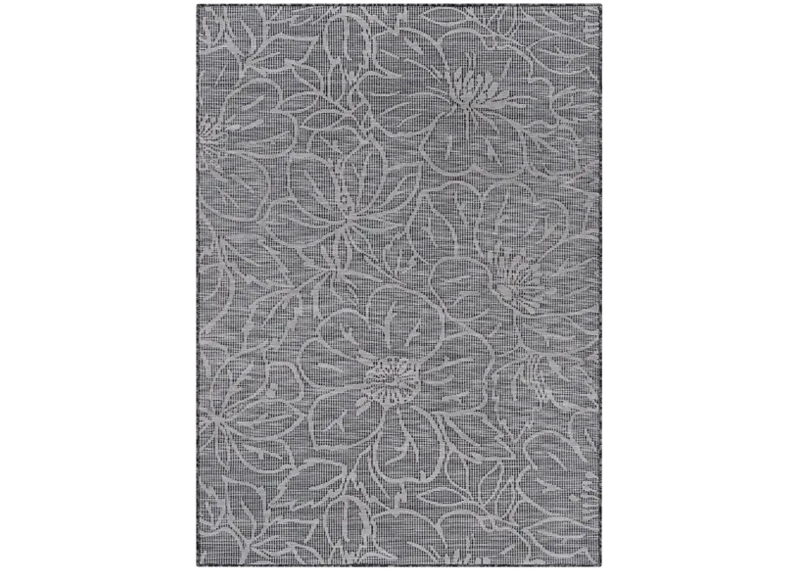 Pasadena Floral Indoor/Outdoor Area Rug in Charcoal, Black by Surya