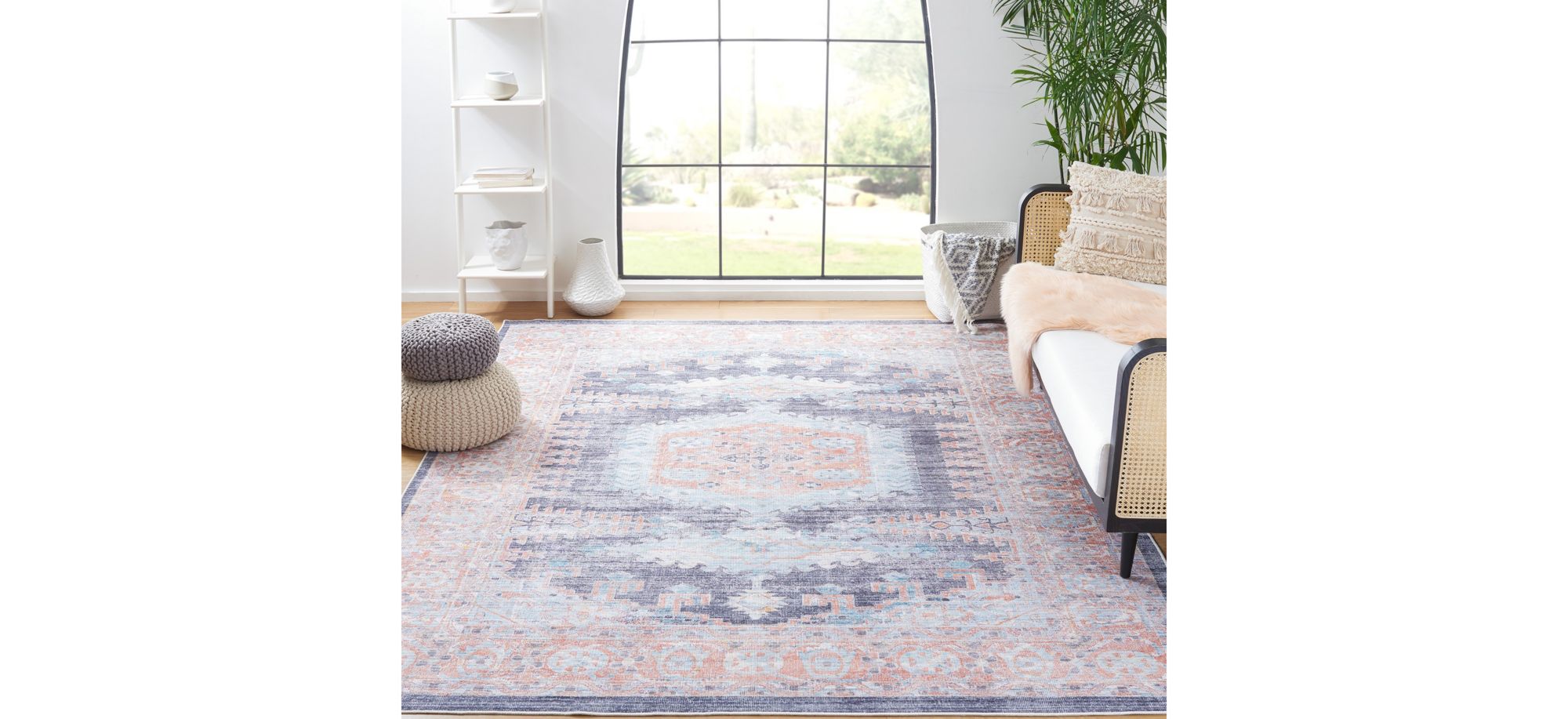 Serapi Area Rug in Terracotta & Blue by Safavieh