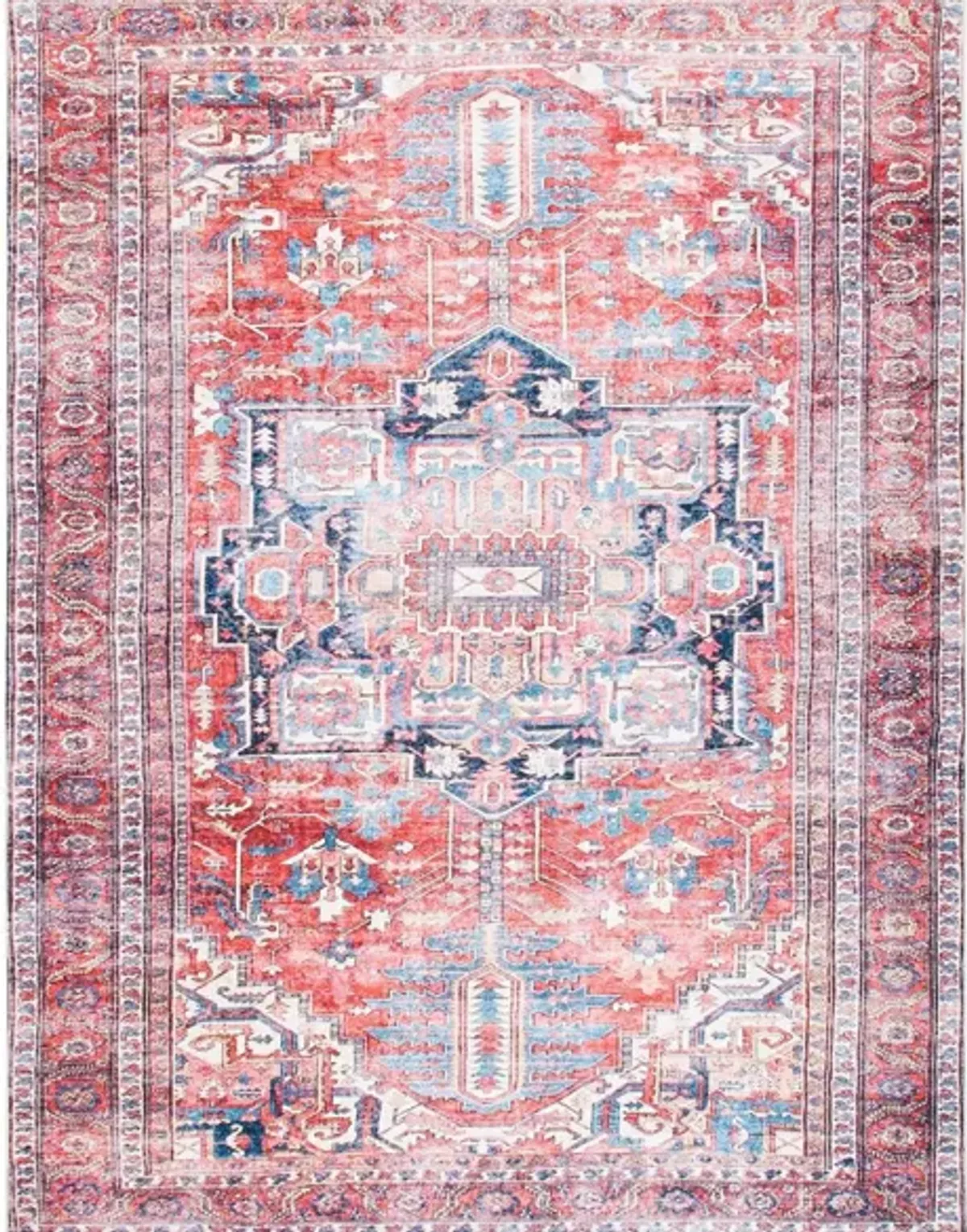 Serapi Area Rug in Red & Navy by Safavieh