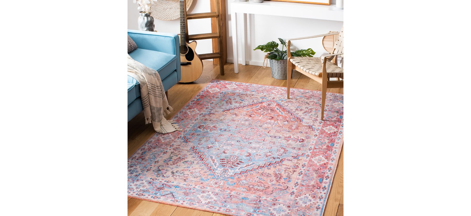 Serapi Area Rug in Rust & Blue by Safavieh