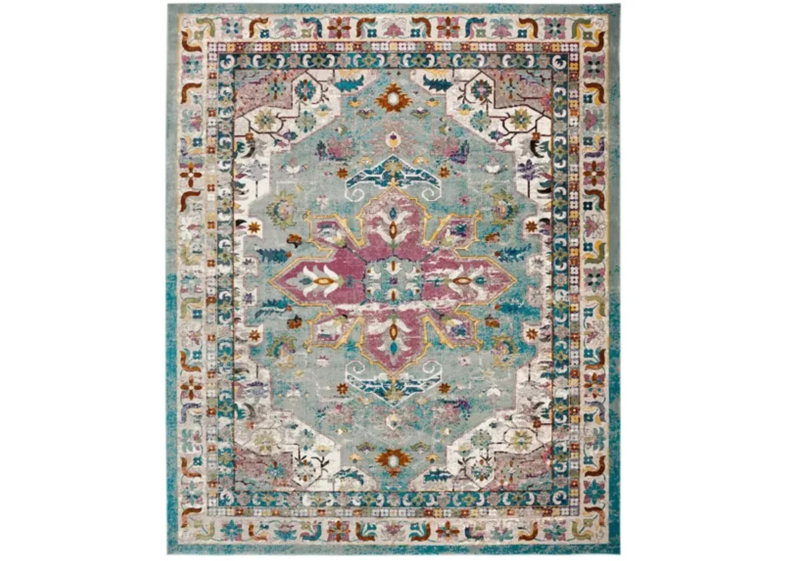 Aliza Area Rug in Green / Creme by Safavieh