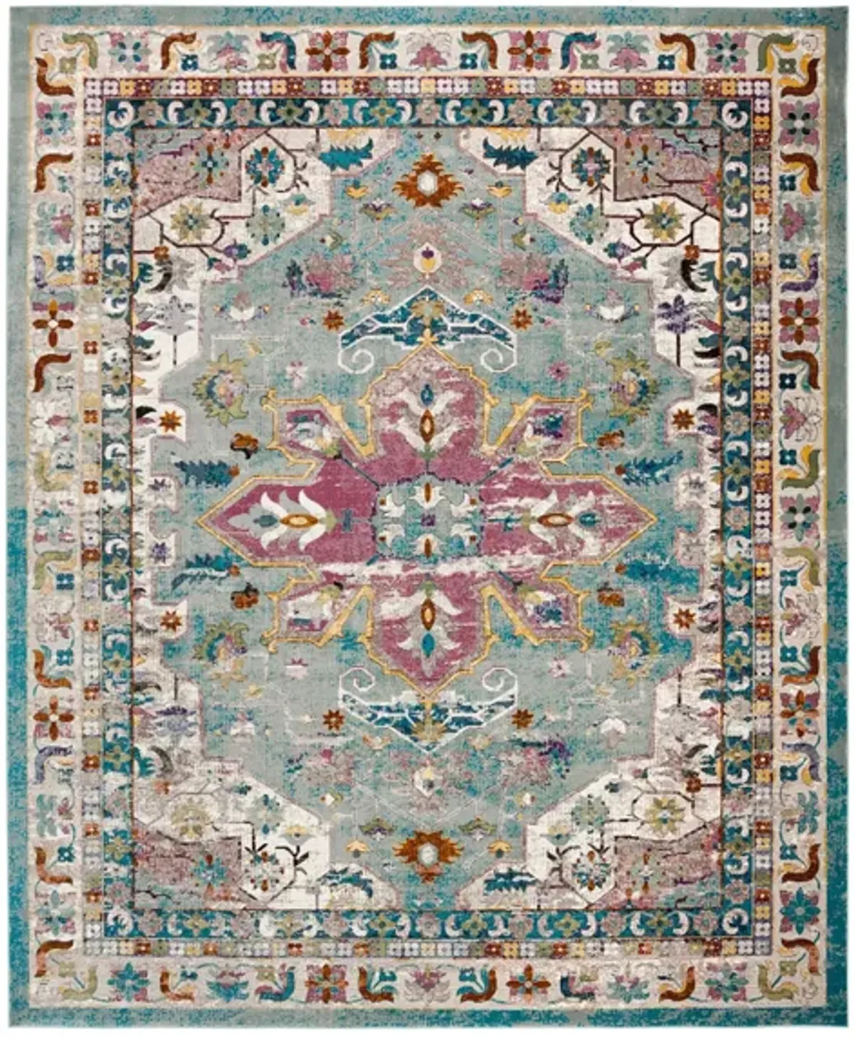 Aliza Area Rug in Green / Creme by Safavieh