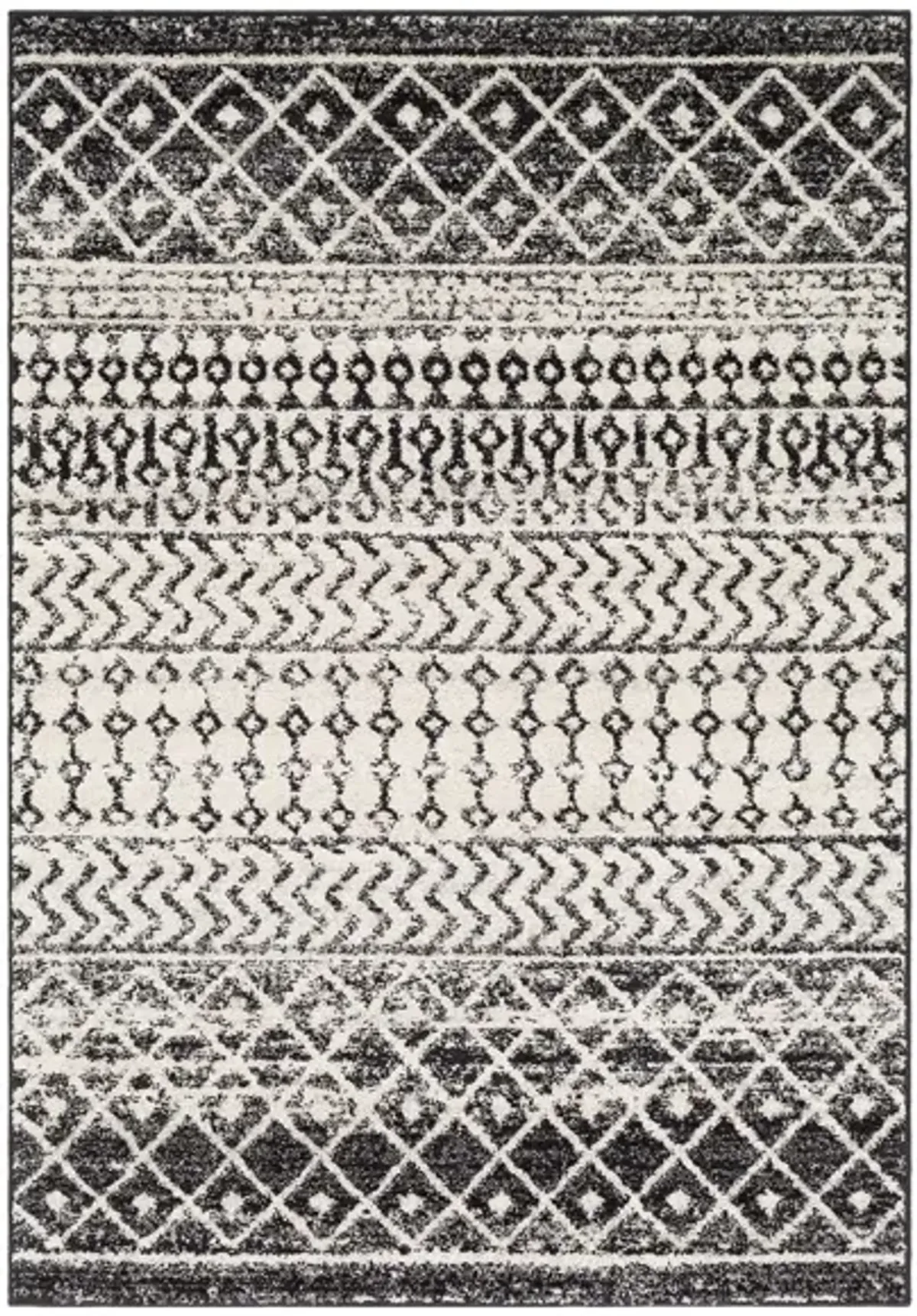 Elaziz Area Rug in Black, Light Gray, Medium Gray, White by Surya