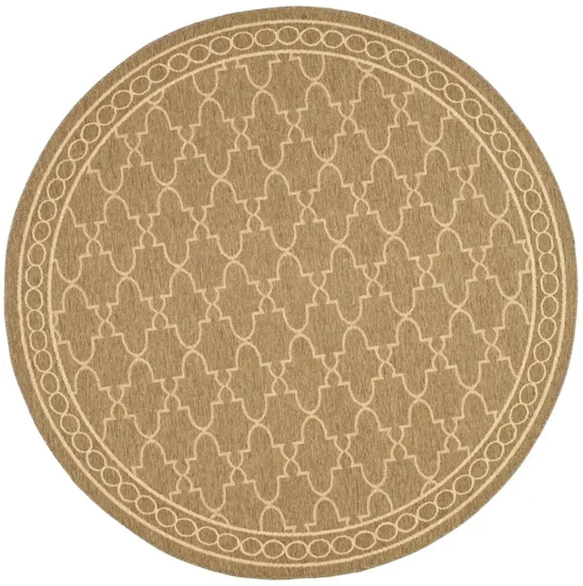 Courtyard Trellis Indoor/Outdoor Area Rug Round in Dark Beig & Beige by Safavieh